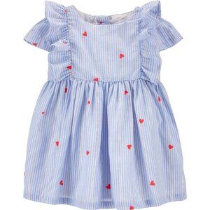 Oshkosh Ruffle Heart Print Sparkly Stripe Dress - Baby Girl
